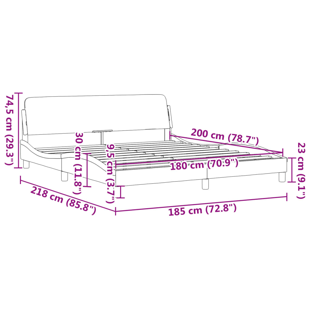 Bed frame with headboard white and black 180x200 cm artificial leather