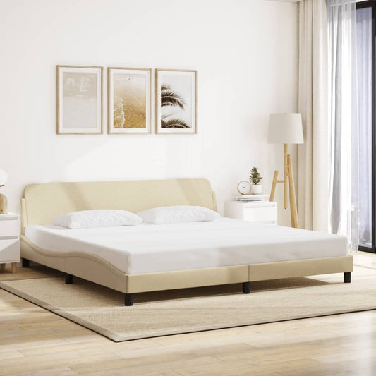 Bed frame without mattress cream 200x200 cm fabric
