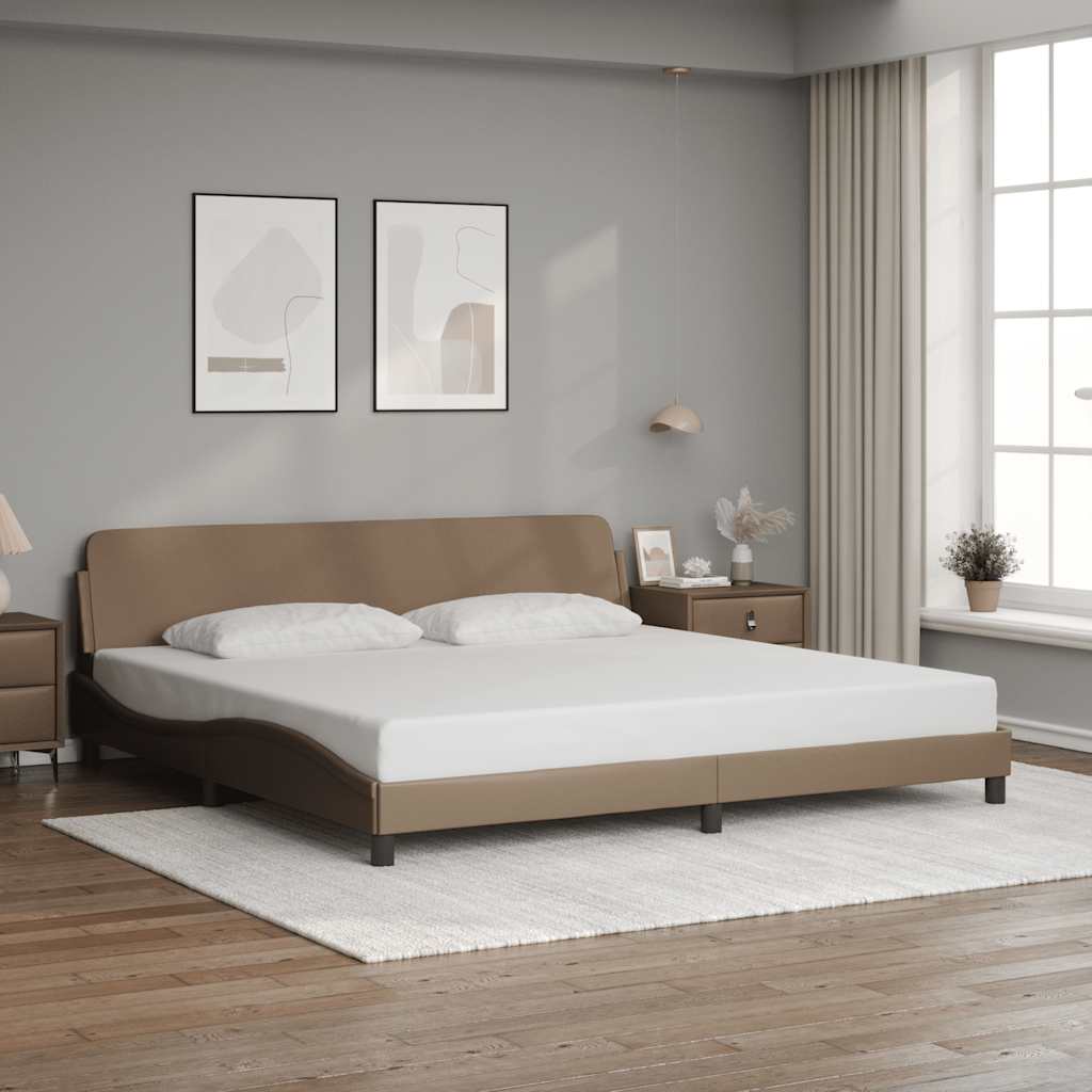 Bettgestell "Dover" Cappuccino 200x200 cm Kunstleder