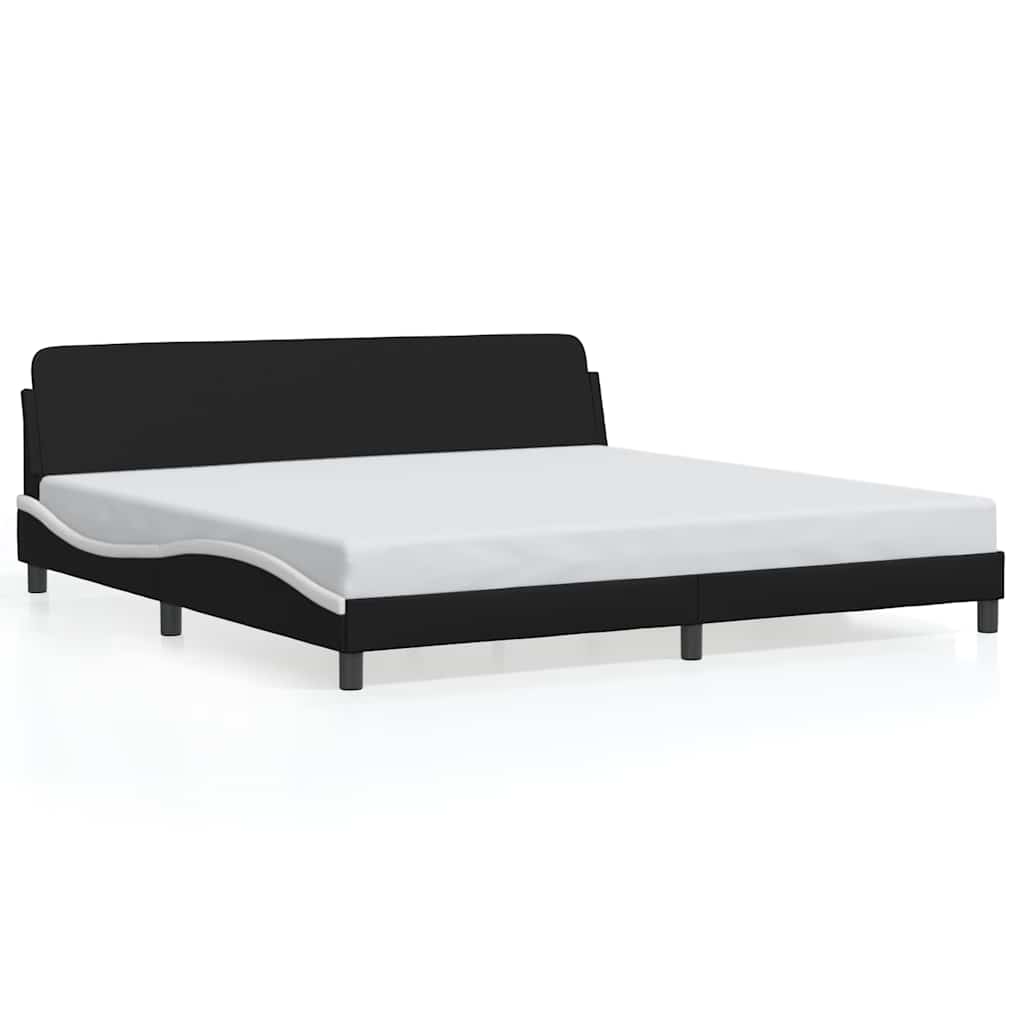 Bettgestell "Dover" Schwarz und Weiß 200x200 cm Kunstleder