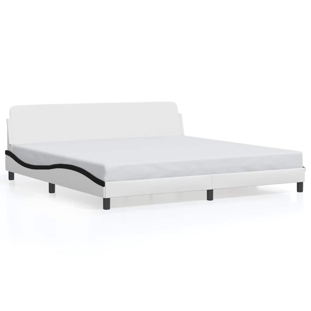 Bettgestell "Dover" Weiß und Schwarz 200x200 cm Kunstleder