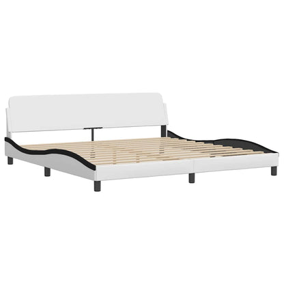 Bettgestell "Dover" Weiß und Schwarz 200x200 cm Kunstleder