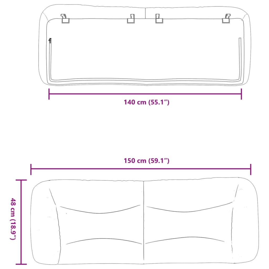 Kopfteil-Kissen "Hvar" Taupe 140 cm Stoff