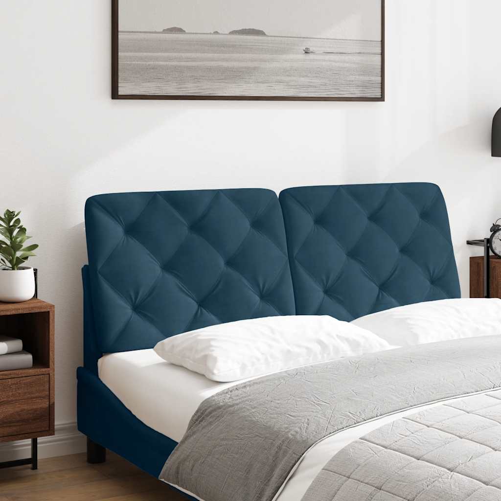 Kopfteil-Kissen Blau 120 cm Samt