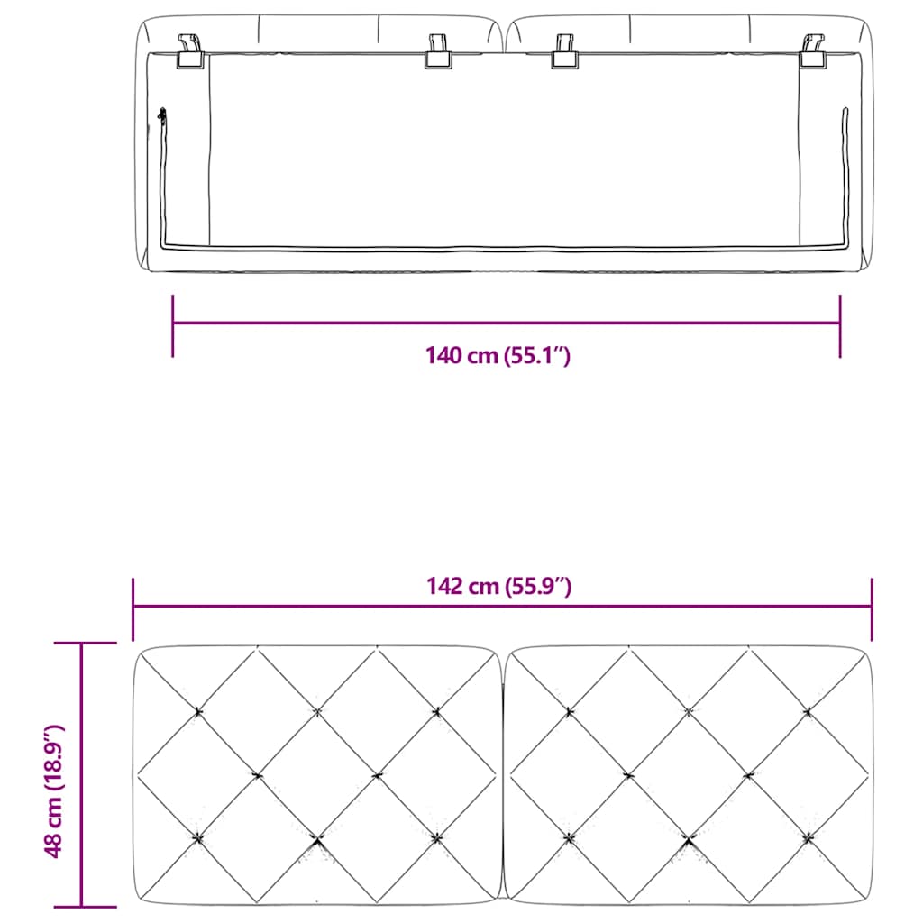 Kopfteil-Kissen Dunkelgrün 140 cm Samt
