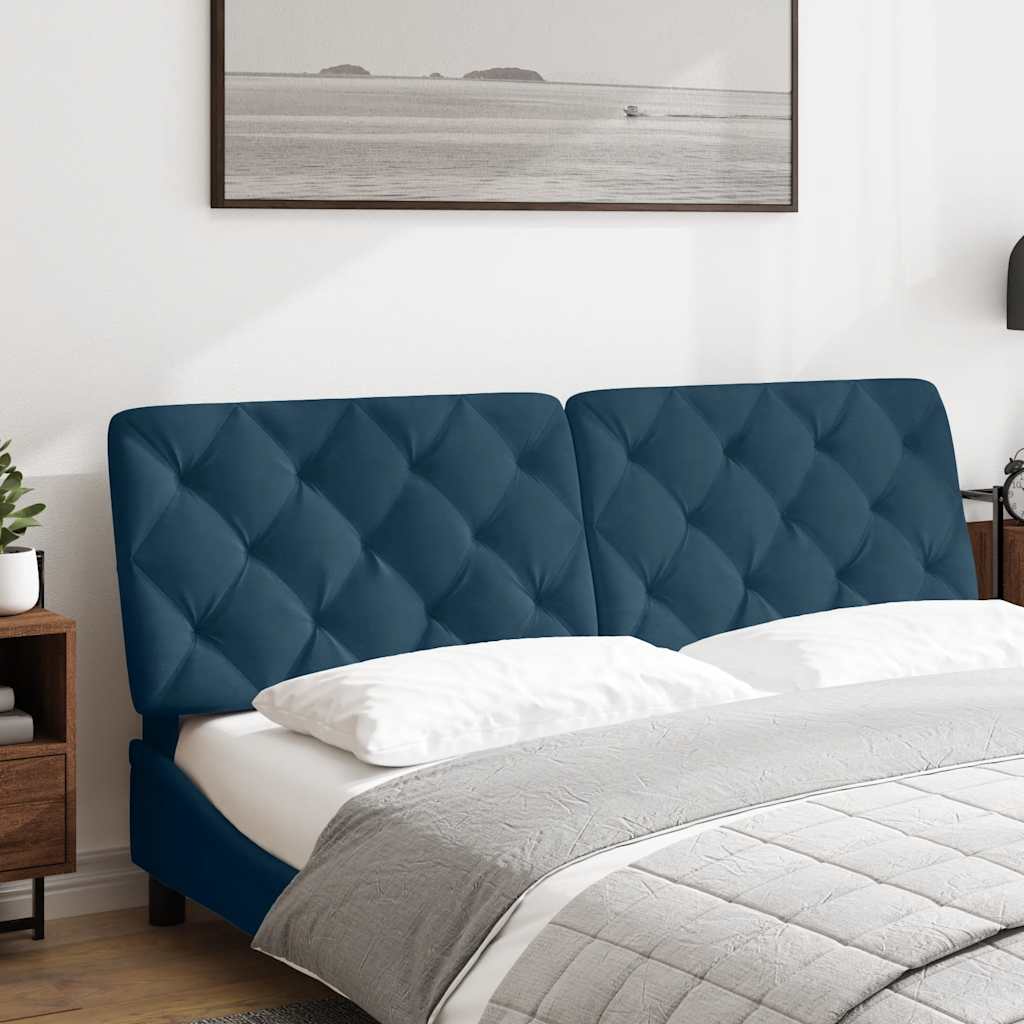 Kopfteil-Kissen Blau 160 cm Samt