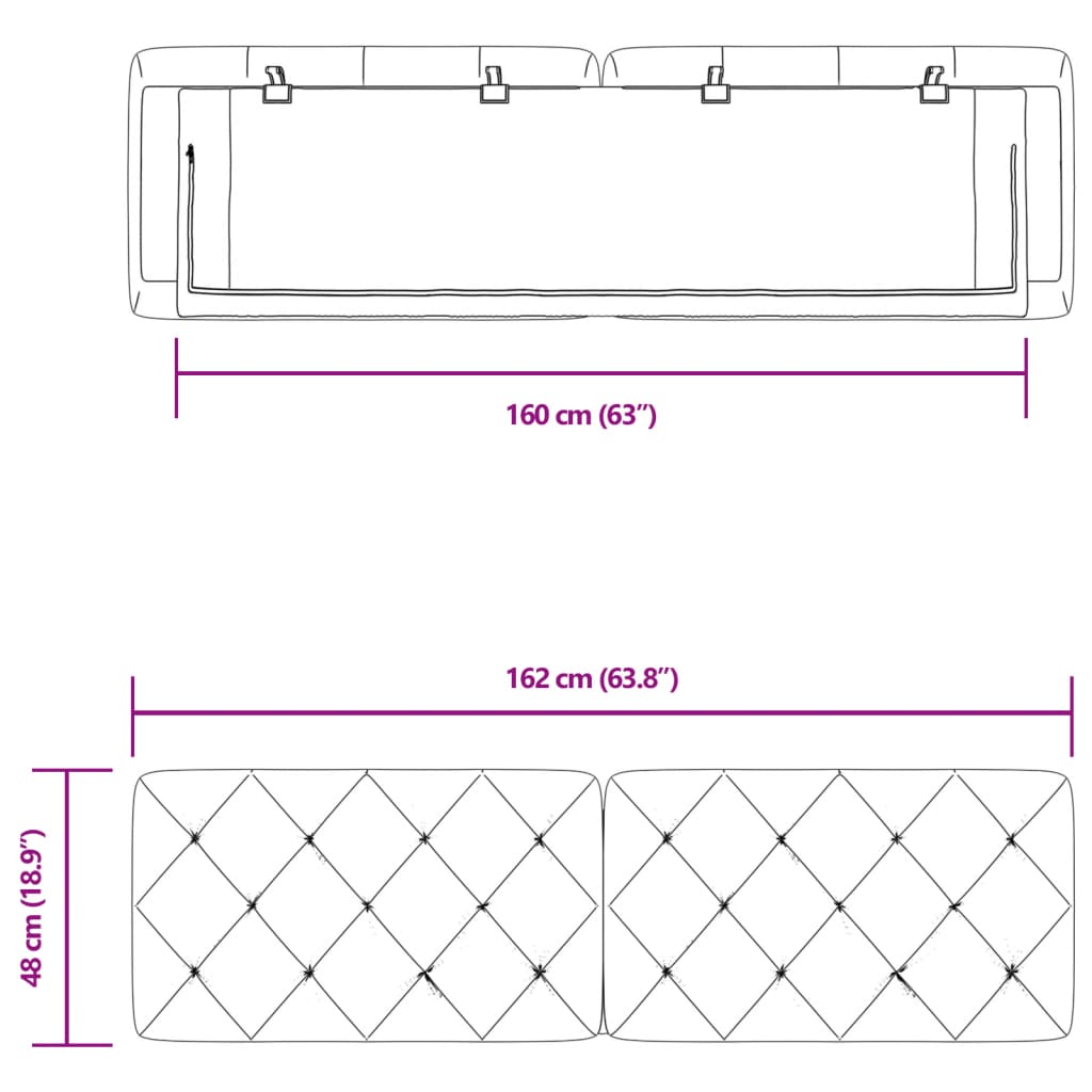 Kopfteil-Kissen Rosa 160 cm Samt