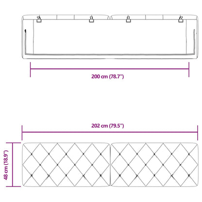 Kopfteil-Kissen Dunkelgrau 200 cm Samt
