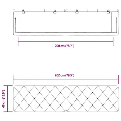 Kopfteil-Kissen Schwarz 200 cm Samt