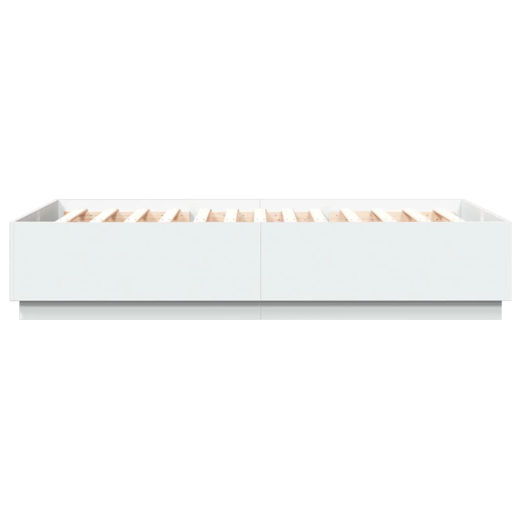 Bettgestell mit LED Weiß 150x200 cm Holzwerkstoff