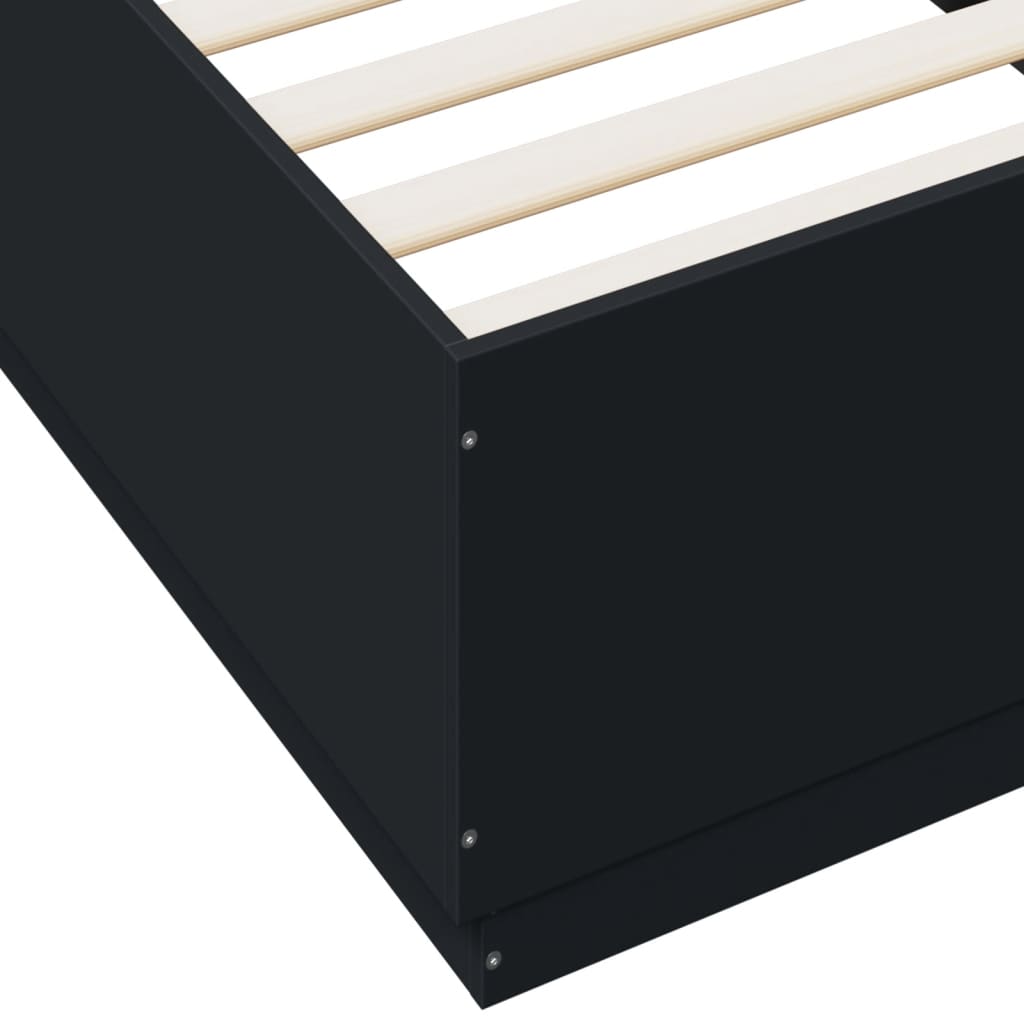 Bettgestell mit LED Schwarz 100x200 cm Holzwerkstoff