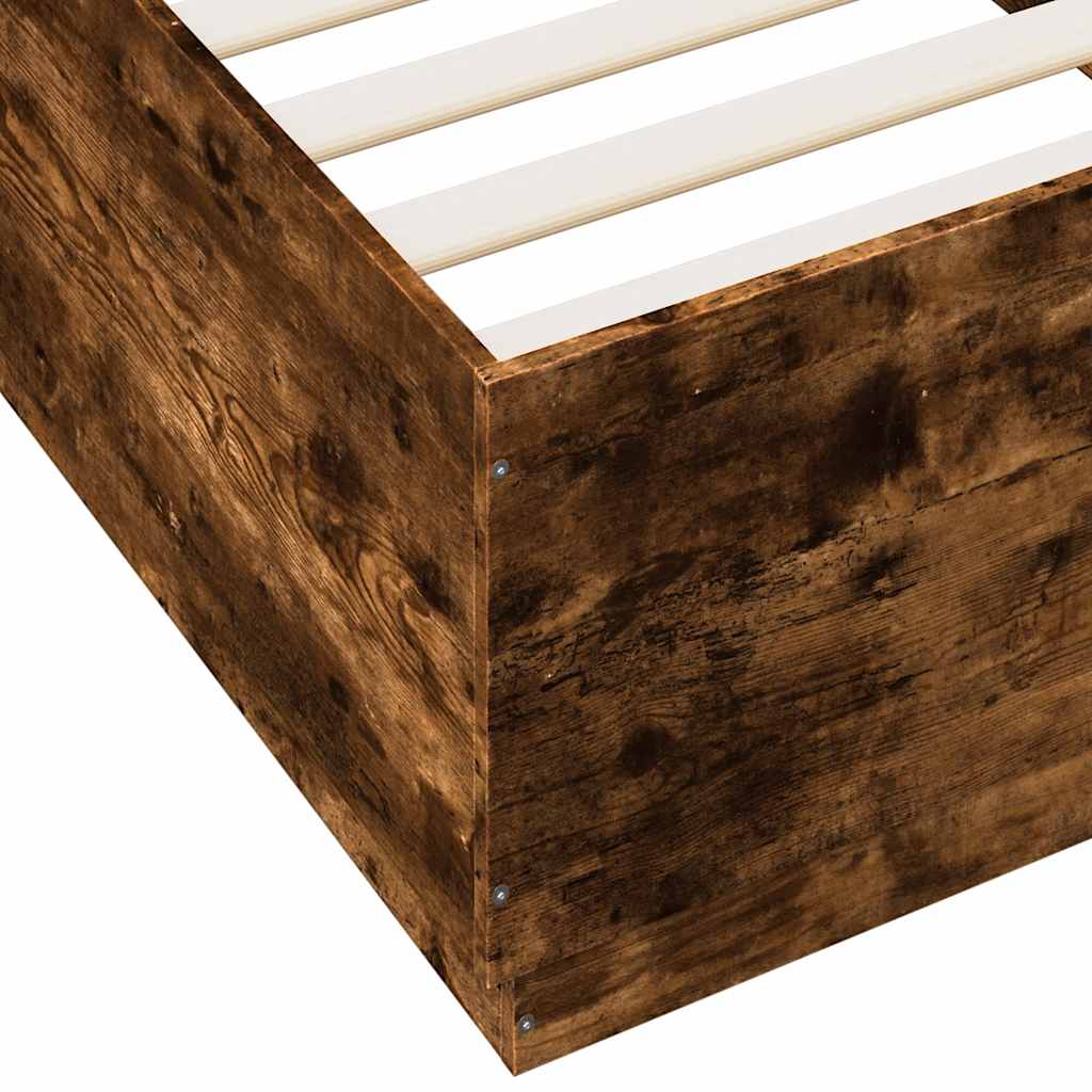 Bettgestell mit LED Räuchereiche 100x200 cm Holzwerkstoff