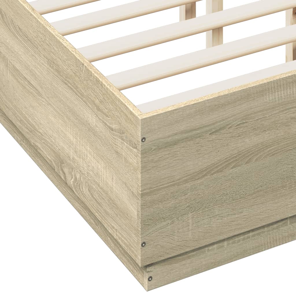 Bettgestell mit LED Sonoma-Eiche 120x190 cm Holzwerkstoff