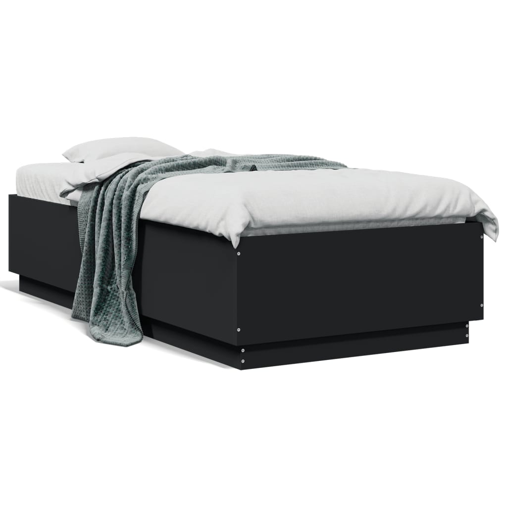 Bettgestell mit LED Schwarz 75x190 cm Holzwerkstoff
