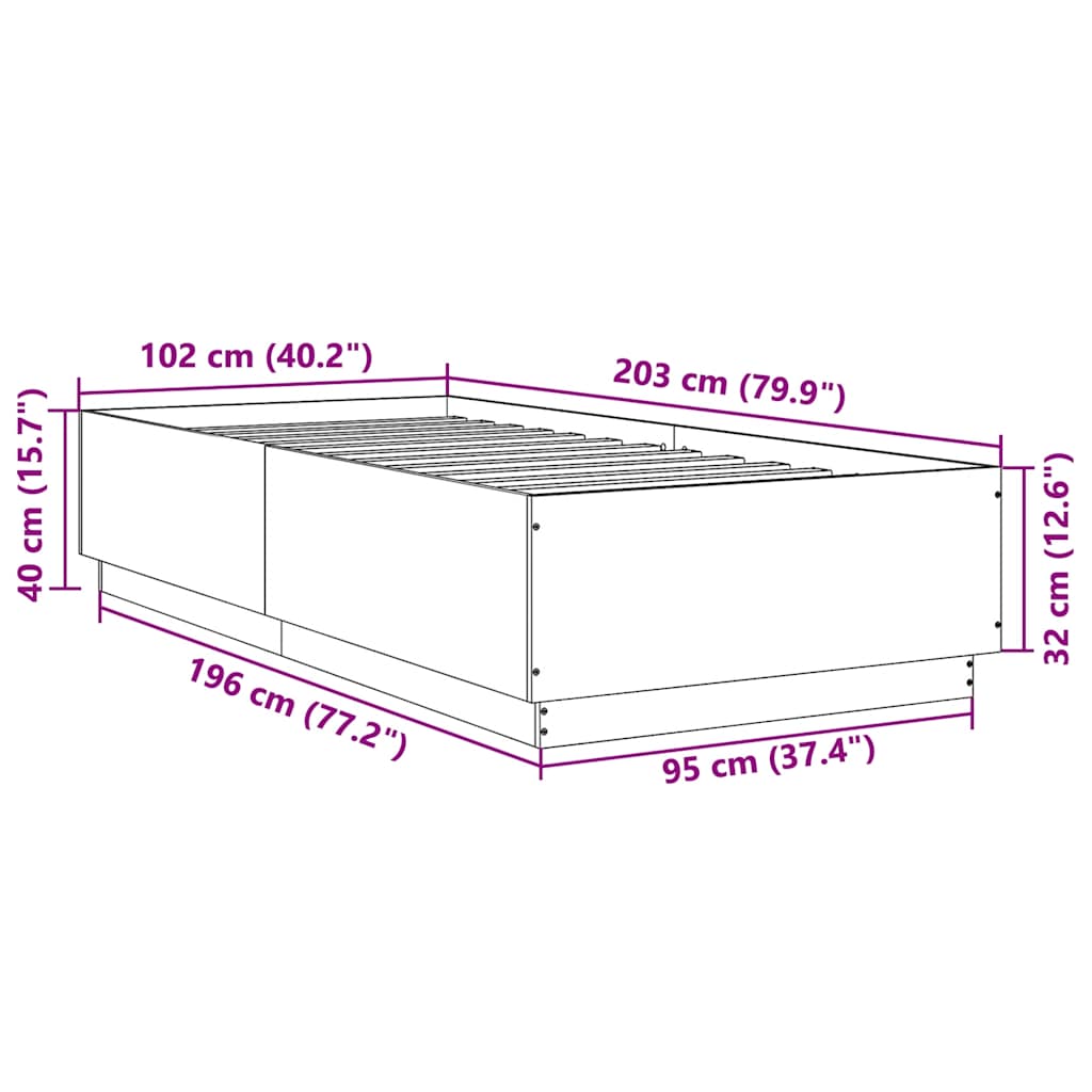 Bettgestell Weiß 100x200 cm Holzwerkstoff