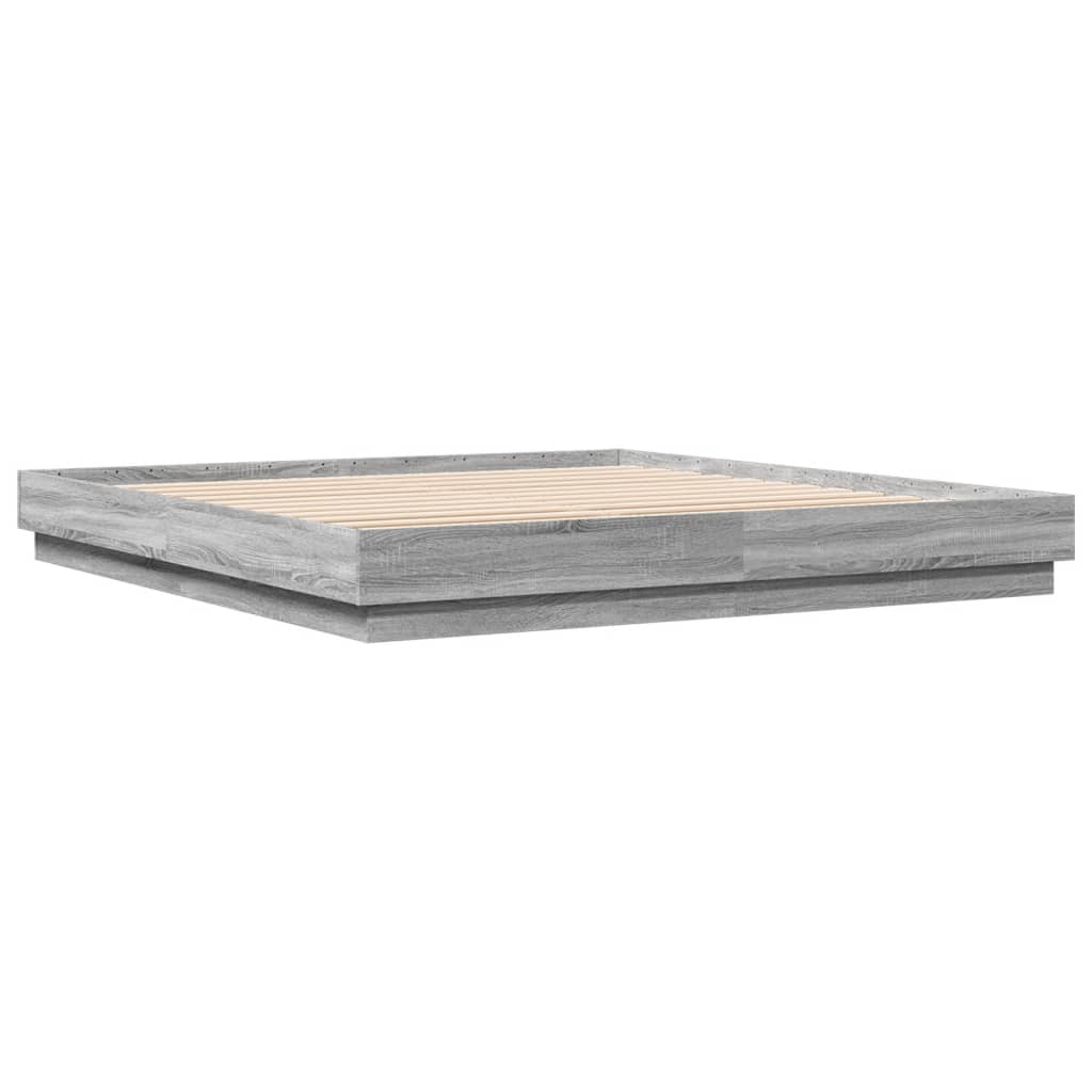 Bettgestell mit LED Grau Sonoma 180x200 cm