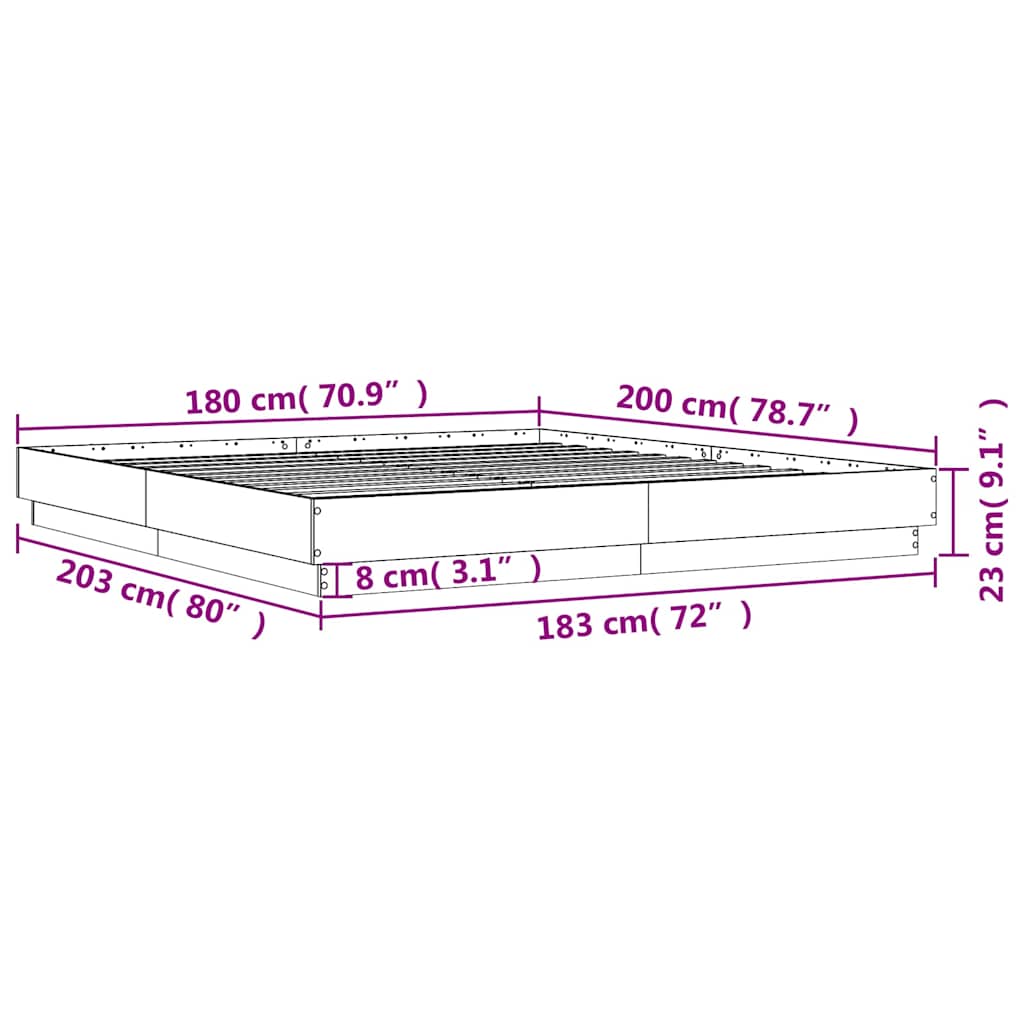 Bettgestell Weiß 180x200 cm Holzwerkstoff