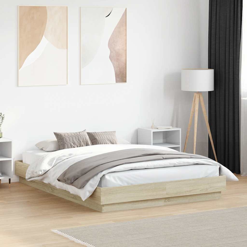 Bettgestell Sonoma-Eiche 135x190 cm Holzwerkstoff