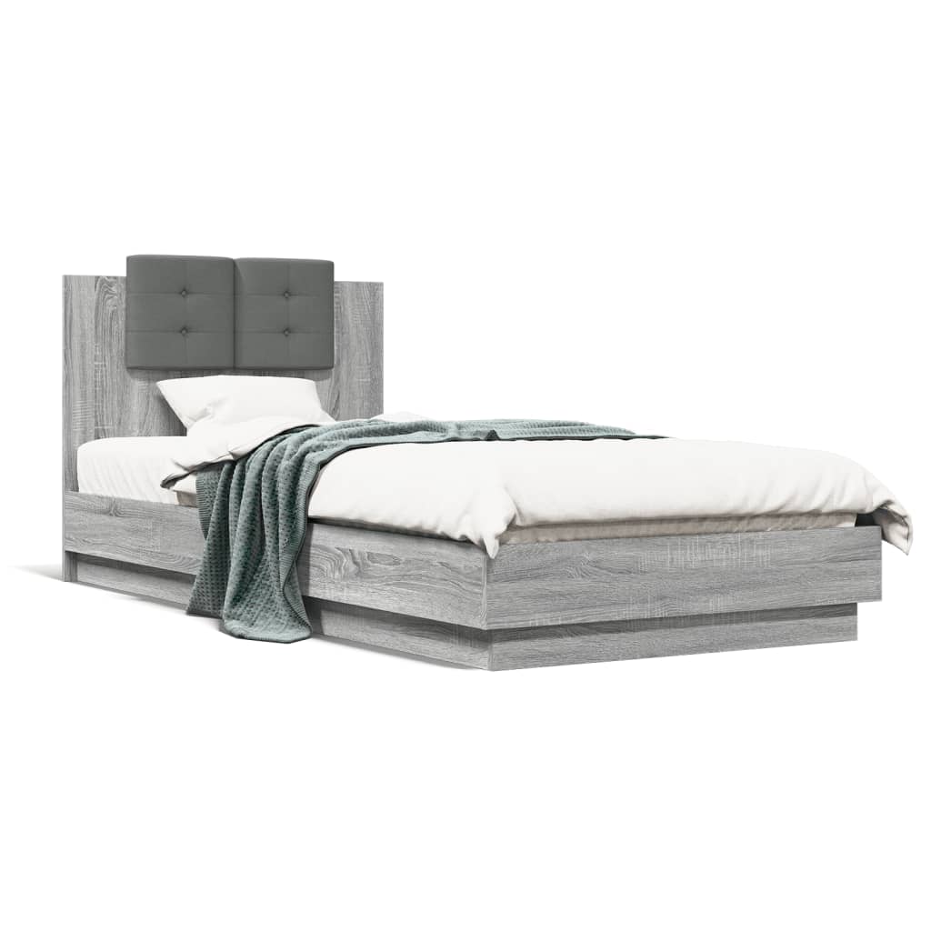 Bettgestell mit Kopfteil Grau Sonoma 100x200 cm Holzwerkstoff