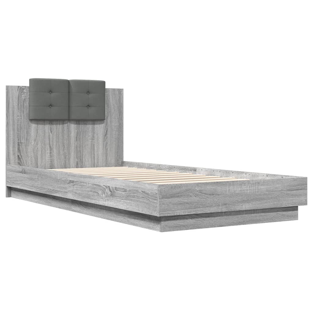 Bettgestell mit Kopfteil Grau Sonoma 100x200 cm Holzwerkstoff