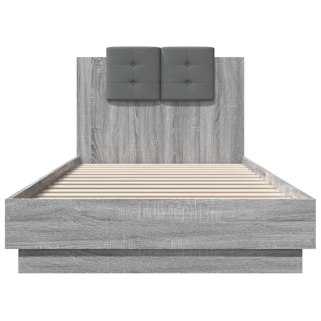 Bettgestell mit Kopfteil Grau Sonoma 100x200 cm Holzwerkstoff