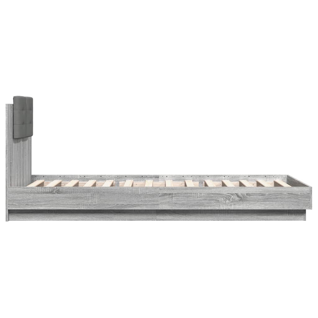Bettgestell mit Kopfteil Grau Sonoma 100x200 cm Holzwerkstoff
