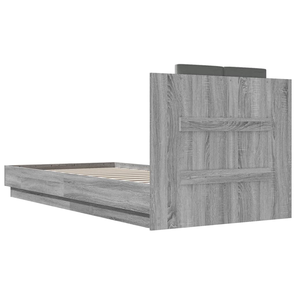 Bettgestell mit Kopfteil Grau Sonoma 100x200 cm Holzwerkstoff
