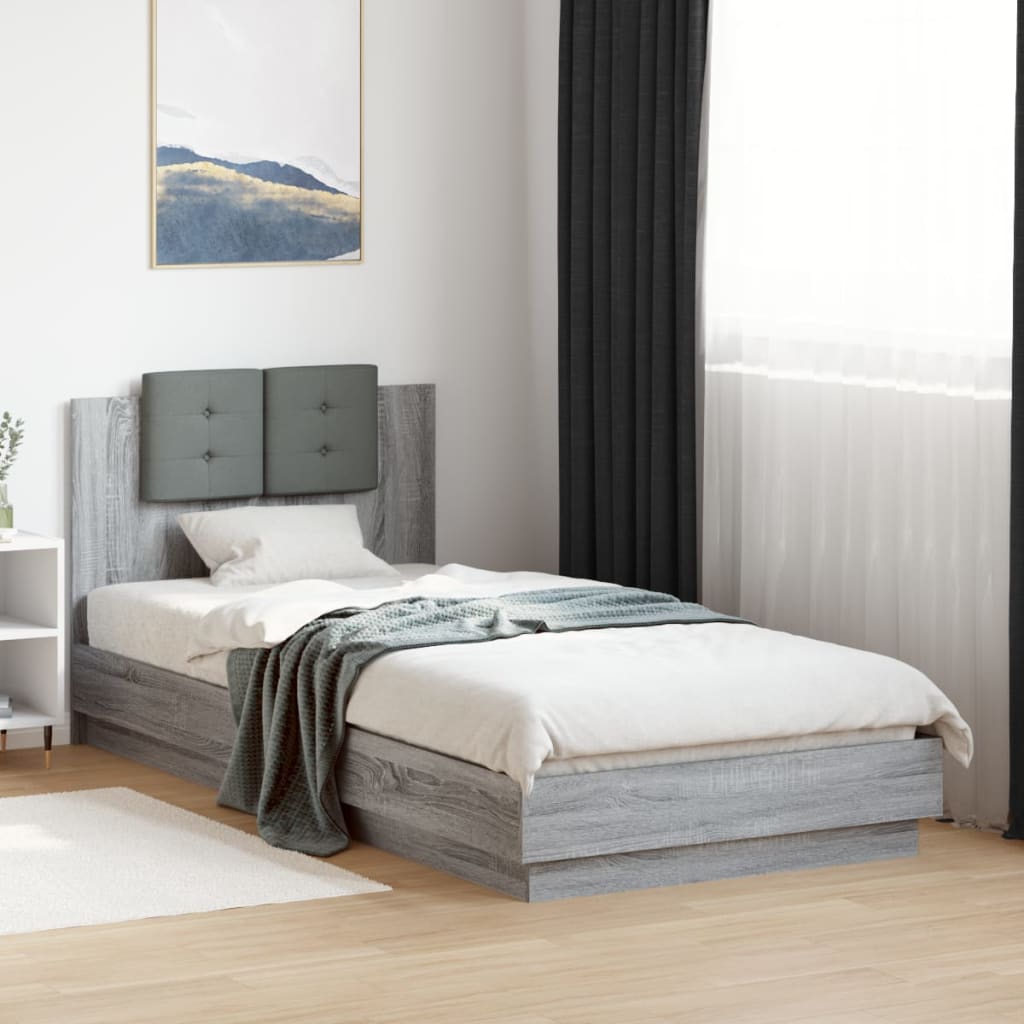 Bettgestell mit Kopfteil Grau Sonoma 100x200 cm Holzwerkstoff