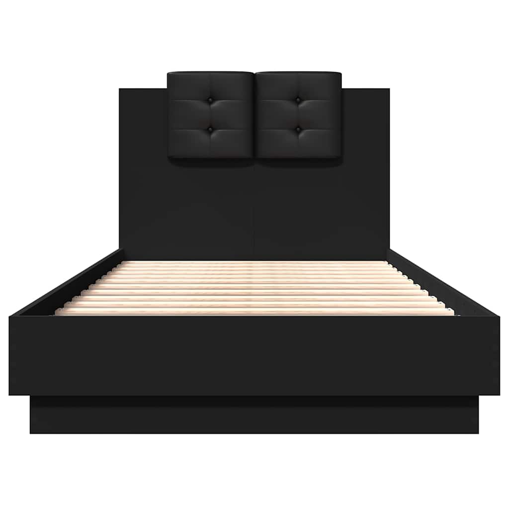 Bettgestell mit Kopfteil Schwarz 75x190 cm Holzwerkstoff