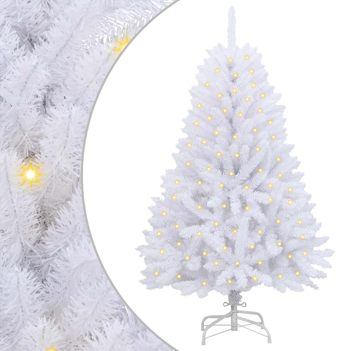 Künstlicher Weihnachtsbaum 150 LEDs PVC und Stahl Weiß