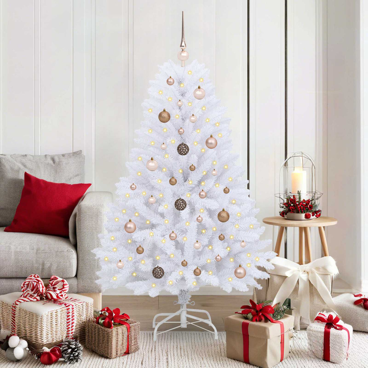 Künstlicher Weihnachtsbaum 150 cm PVC und Stahl Weiß