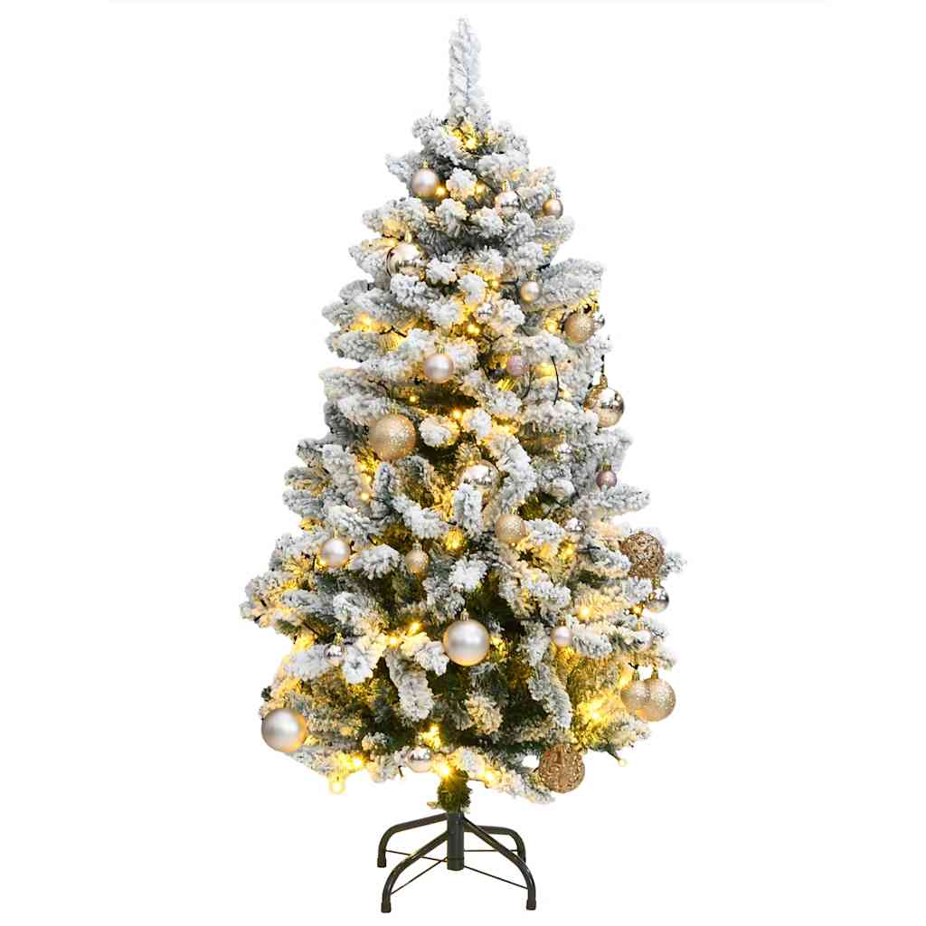 Künstlicher Weihnachtsbaum Klappbar 150 LEDs & Kugeln 120 cm