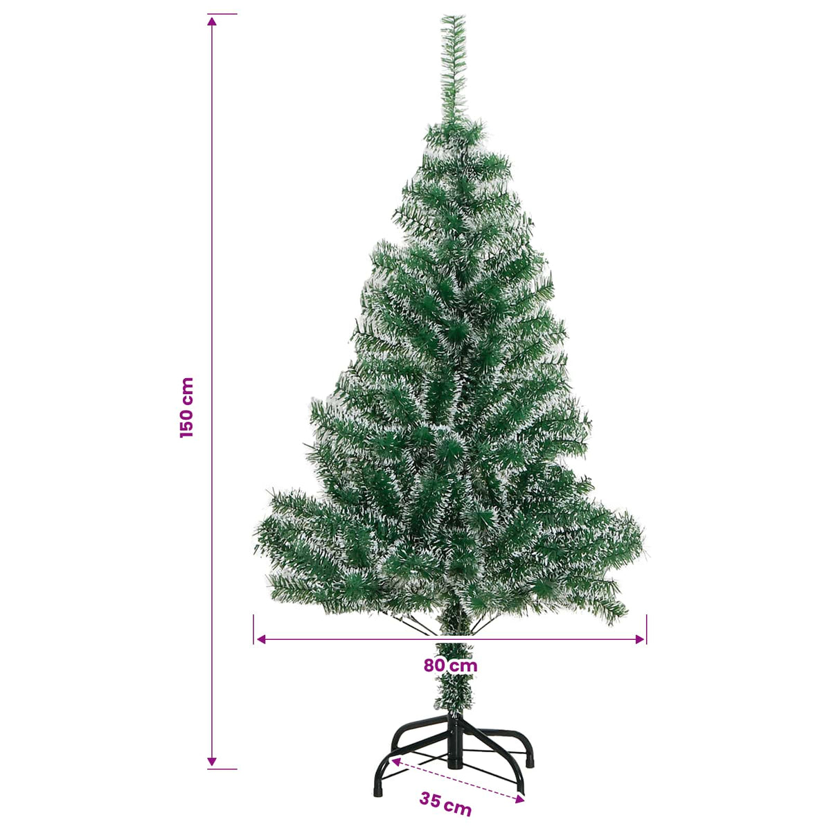Künstlicher Weihnachtsbaum mit Schnee & Kugeln 150 LEDs 150 cm
