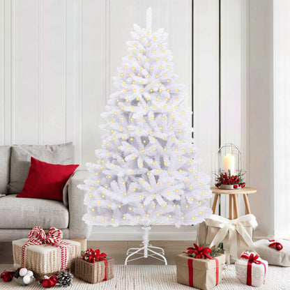 Künstlicher Weihnachtsbaum 300 LEDs PVC und Stahl Weiß