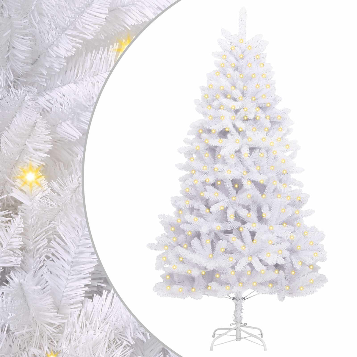 Künstlicher Weihnachtsbaum 300 LEDs PVC und Stahl Weiß