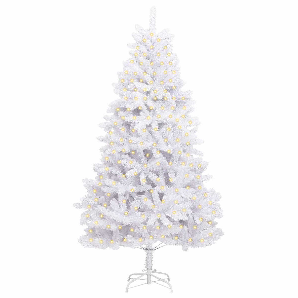 Künstlicher Weihnachtsbaum 300 LEDs PVC und Stahl Weiß