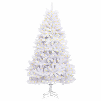 Künstlicher Weihnachtsbaum 300 LEDs PVC und Stahl Weiß