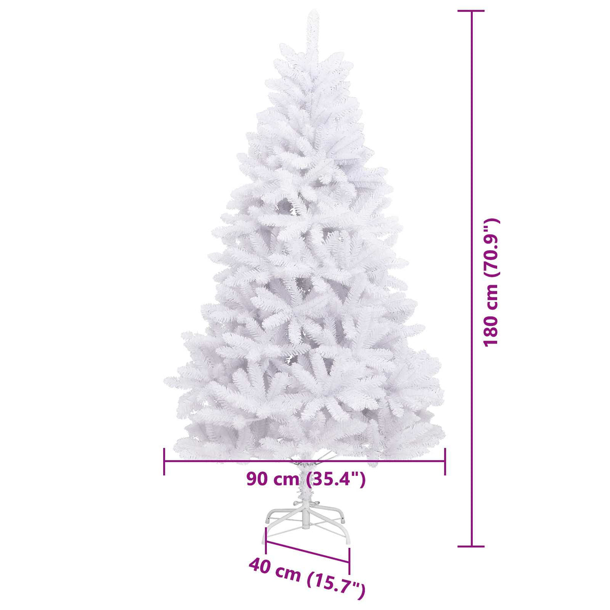 Künstlicher Weihnachtsbaum 300 LEDs PVC und Stahl Weiß