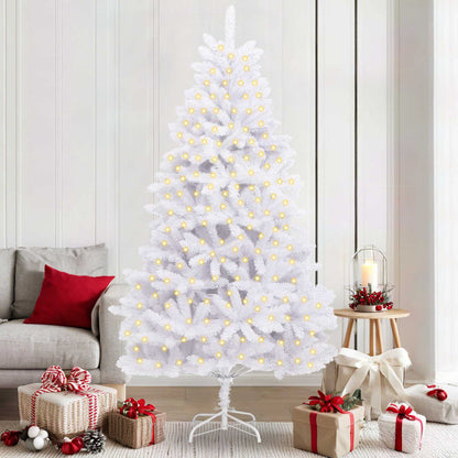 Künstlicher Weihnachtsbaum 300 LEDs PVC und Stahl Weiß