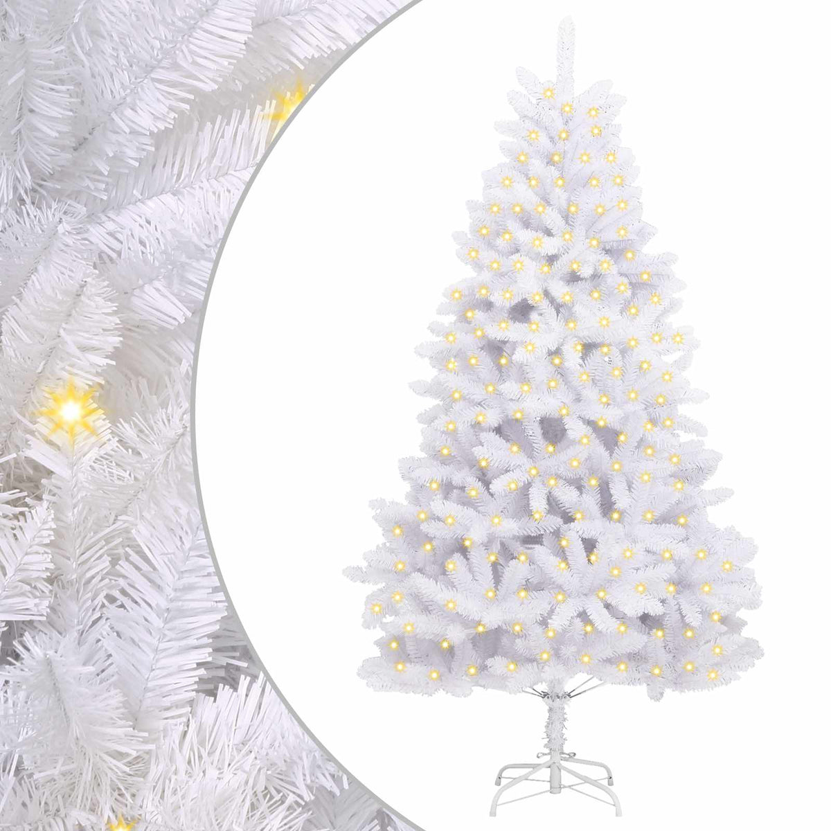 Künstlicher Weihnachtsbaum 300 LEDs PVC und Stahl Weiß