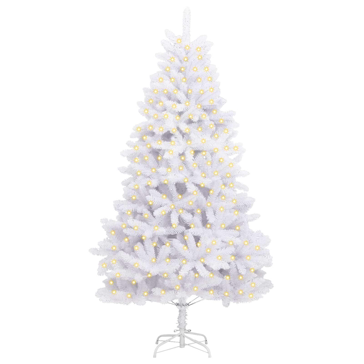 Künstlicher Weihnachtsbaum 300 LEDs PVC und Stahl Weiß
