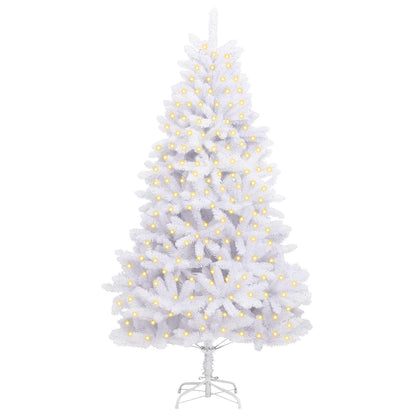 Künstlicher Weihnachtsbaum 300 LEDs PVC und Stahl Weiß