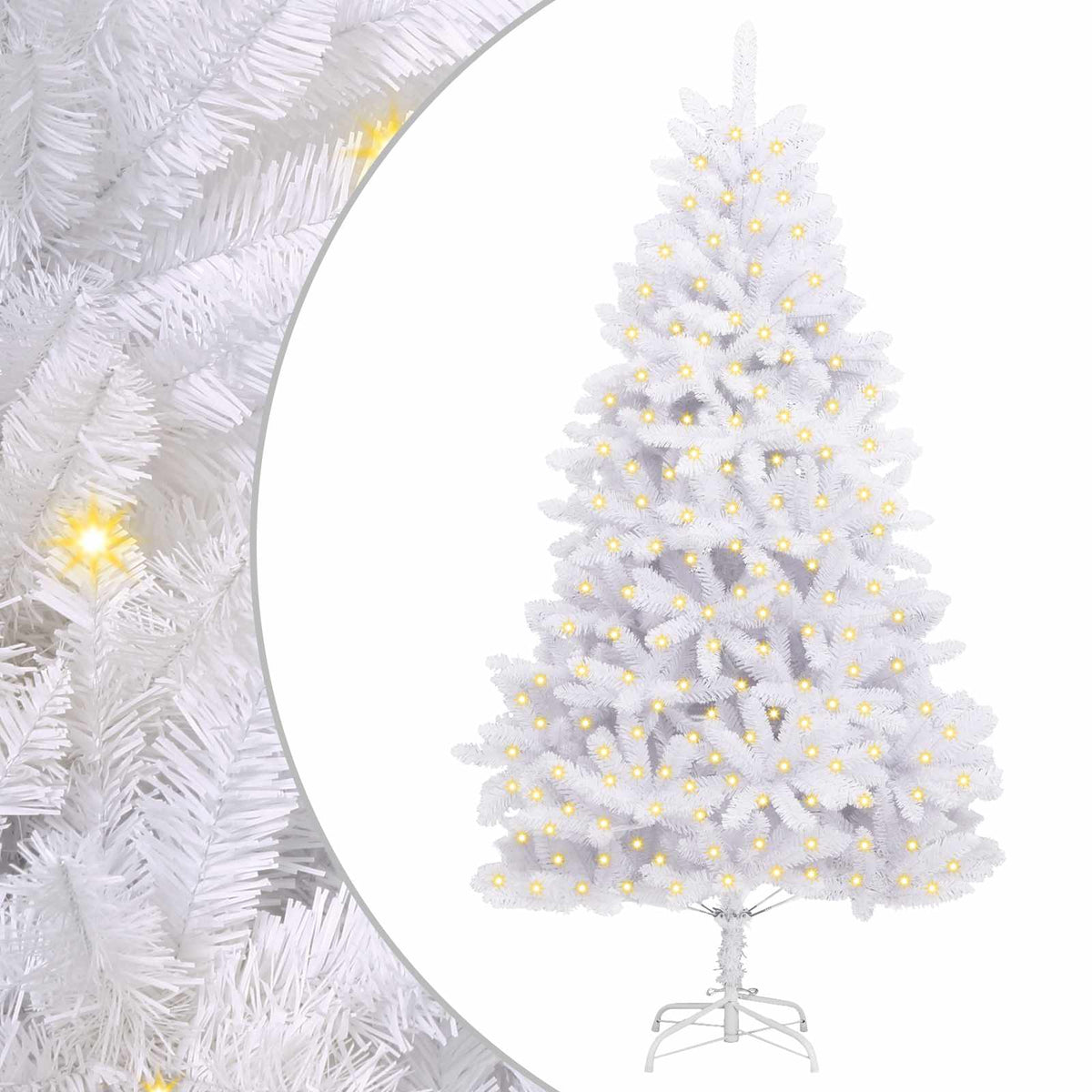 Künstlicher Weihnachtsbaum 300 LEDs PVC und Stahl Weiß