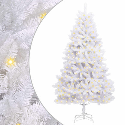 Künstlicher Weihnachtsbaum 300 LEDs PVC und Stahl Weiß