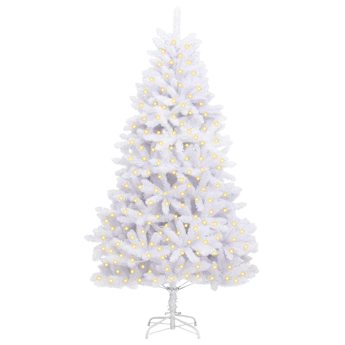 Künstlicher Weihnachtsbaum 300 LEDs PVC und Stahl Weiß