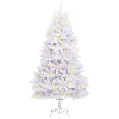 Künstlicher Weihnachtsbaum 300 LEDs PVC und Stahl Weiß