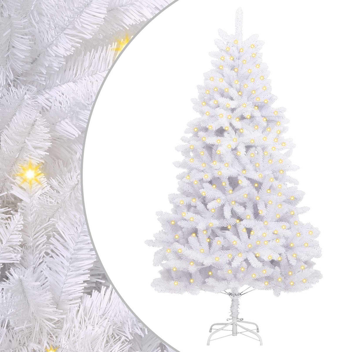 Künstlicher Weihnachtsbaum 300 LEDs PVC und Stahl Weiß