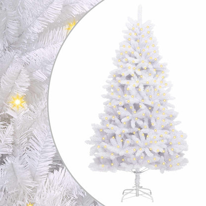 Künstlicher Weihnachtsbaum 300 LEDs PVC und Stahl Weiß