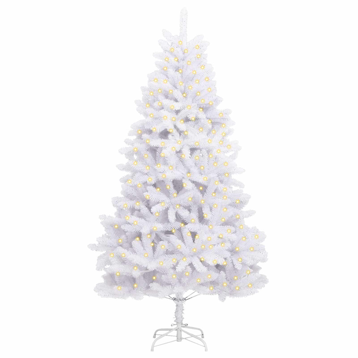 Künstlicher Weihnachtsbaum 300 LEDs PVC und Stahl Weiß