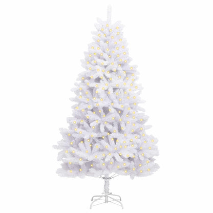 Künstlicher Weihnachtsbaum 300 LEDs PVC und Stahl Weiß